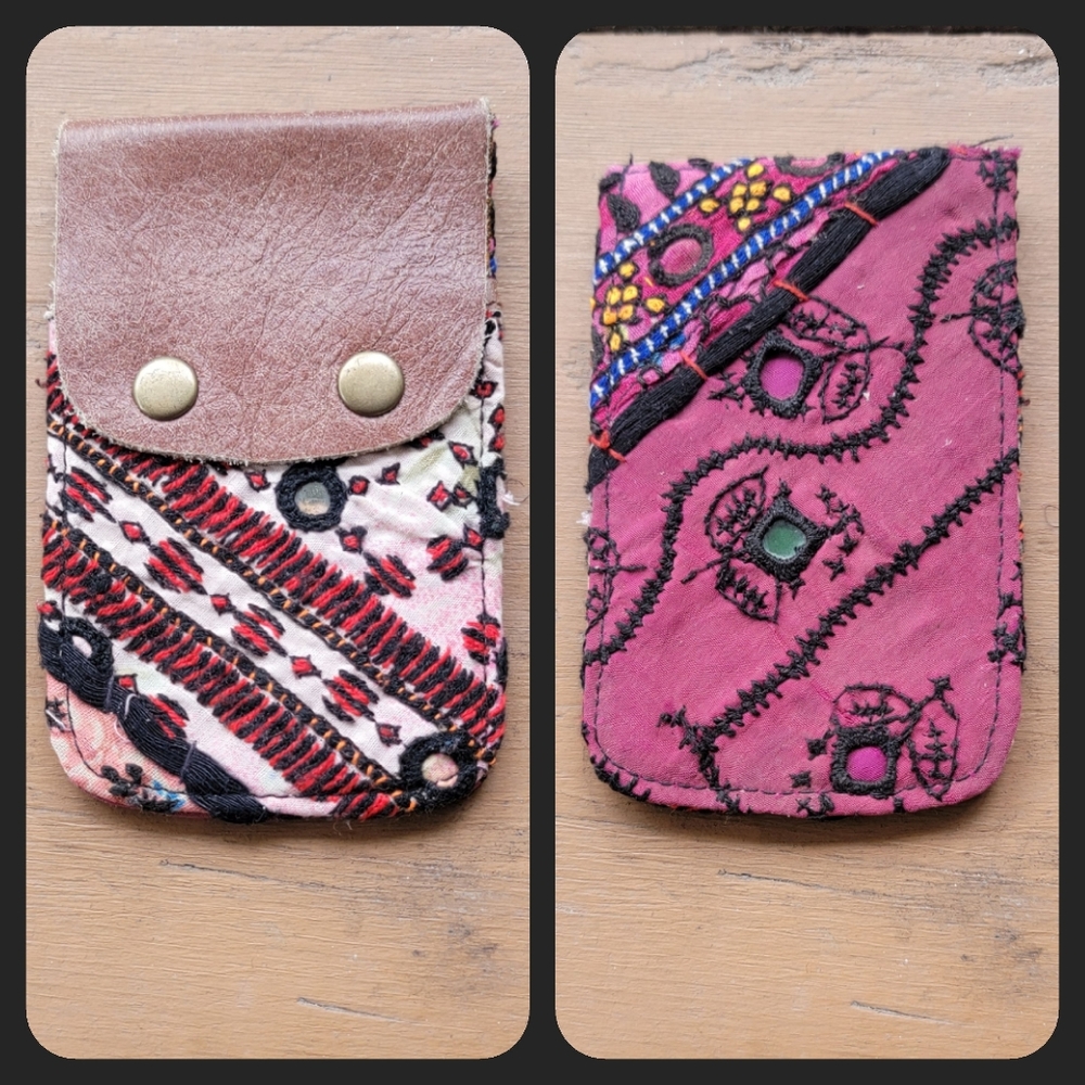 🪬🍄 Free People Boho Embroidered Repurposed vtg banjara Wallet Card Case